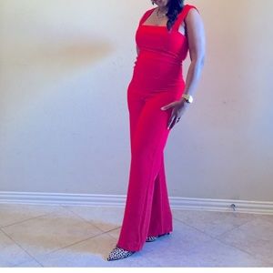 Red jumpsuit. All in one jumpsuit